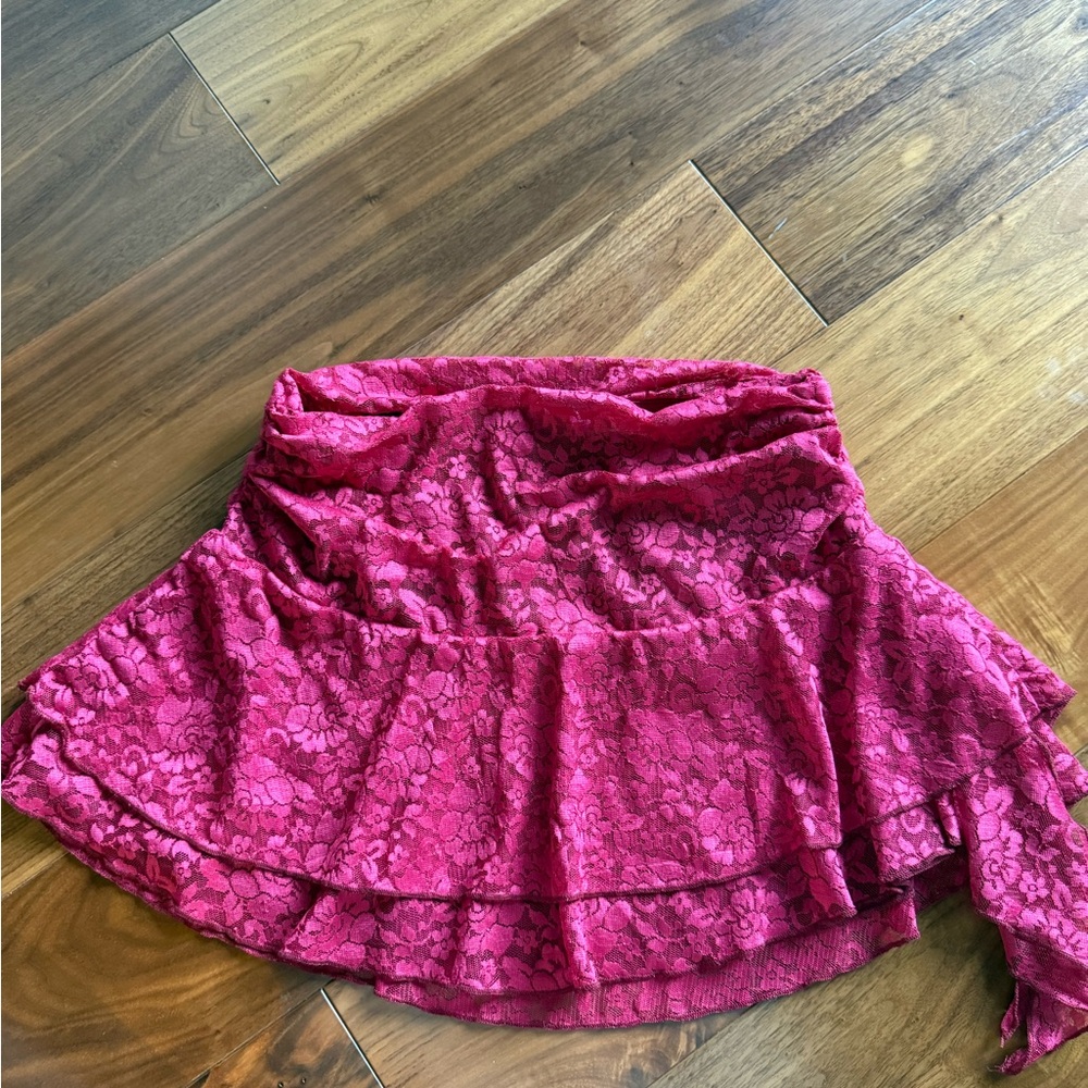 Edikted Pink Wrap Mini Skirt Ruched High-Low